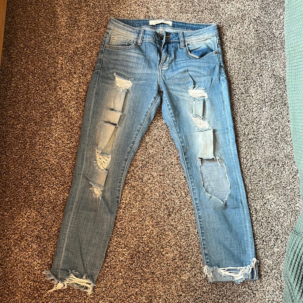Hidden Jeans Low Rise Ripped Boyfriend Jeans